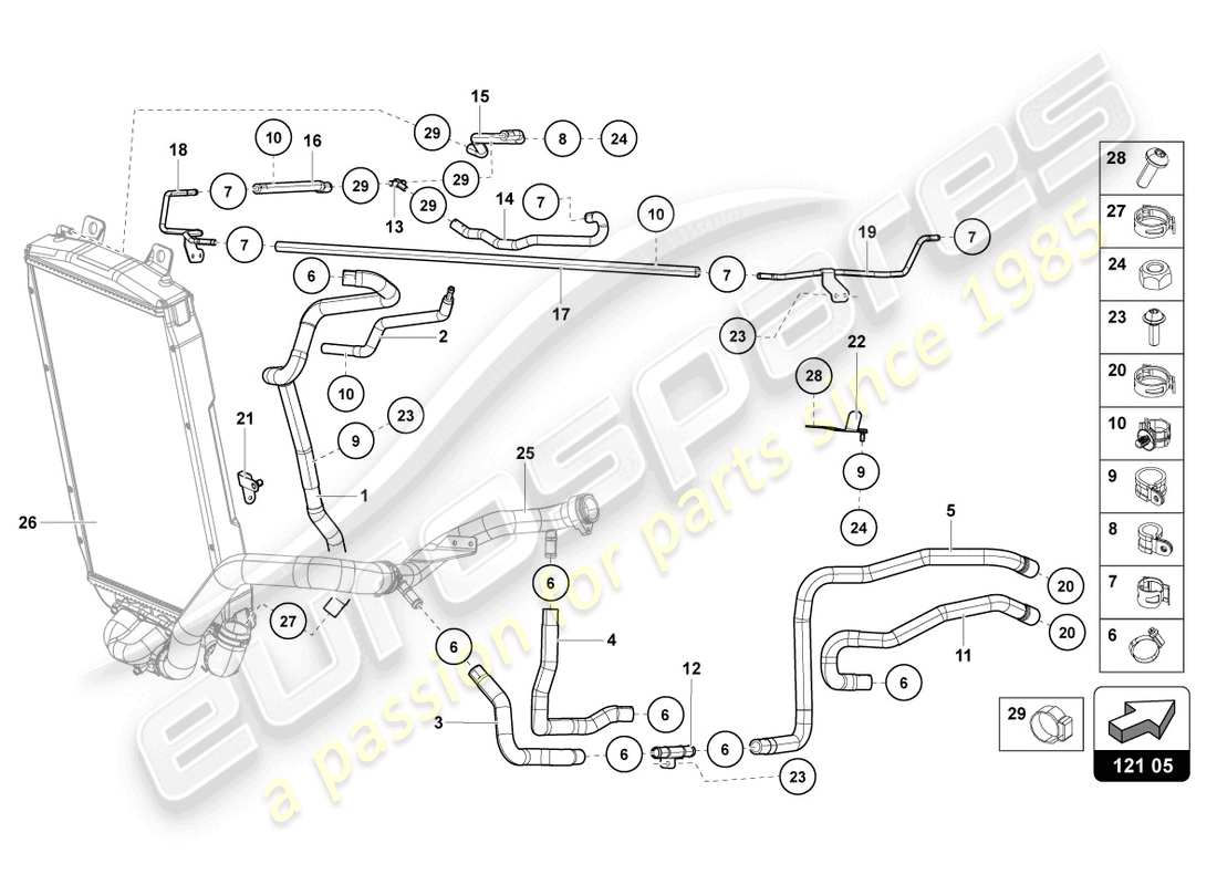 lamborghini sian roadster (2021) cooling system part diagram