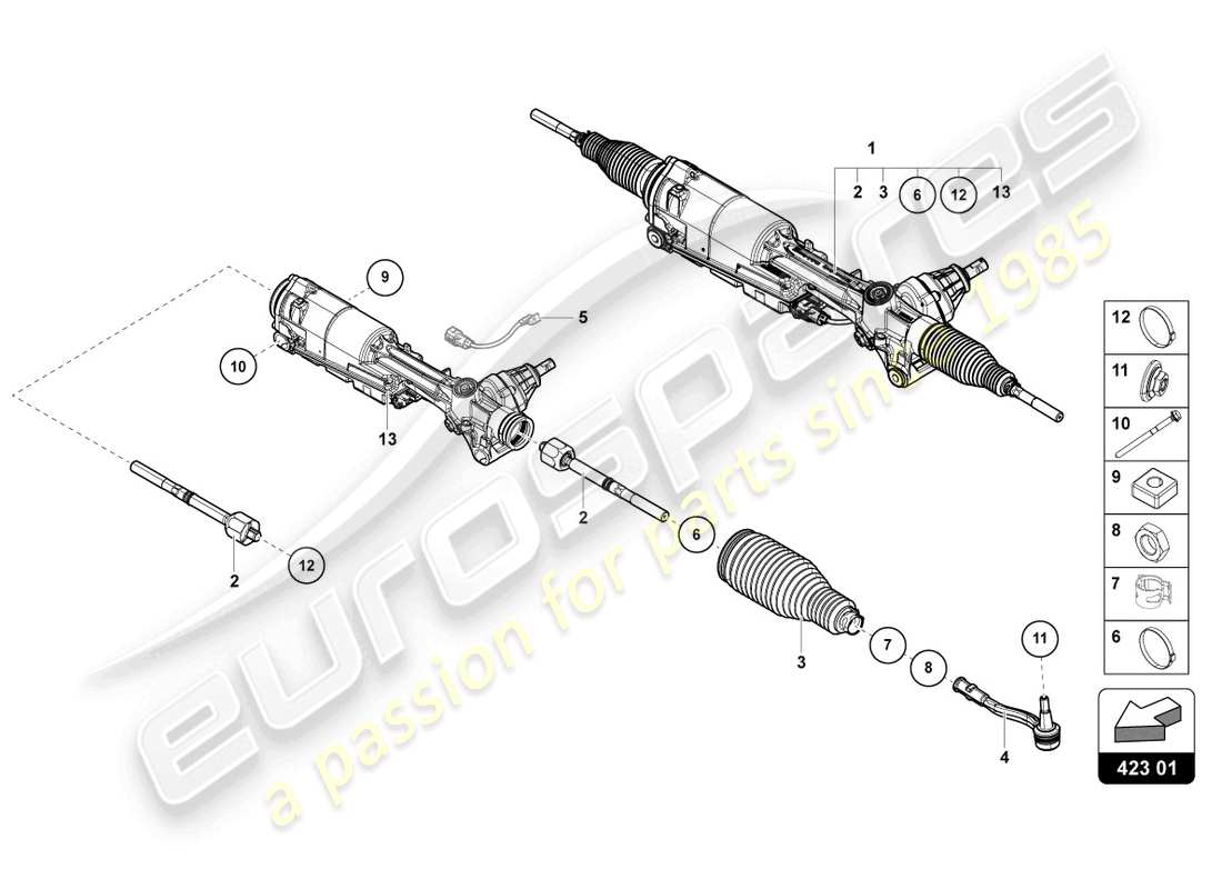 lamborghini urus (2019) steering gear part diagram