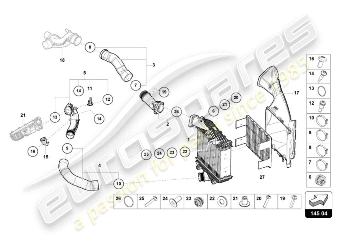 lamborghini urus (2019) charge air cooler right part diagram