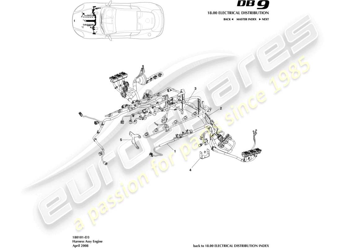 aston martin db9 (2012) engine harness part diagram