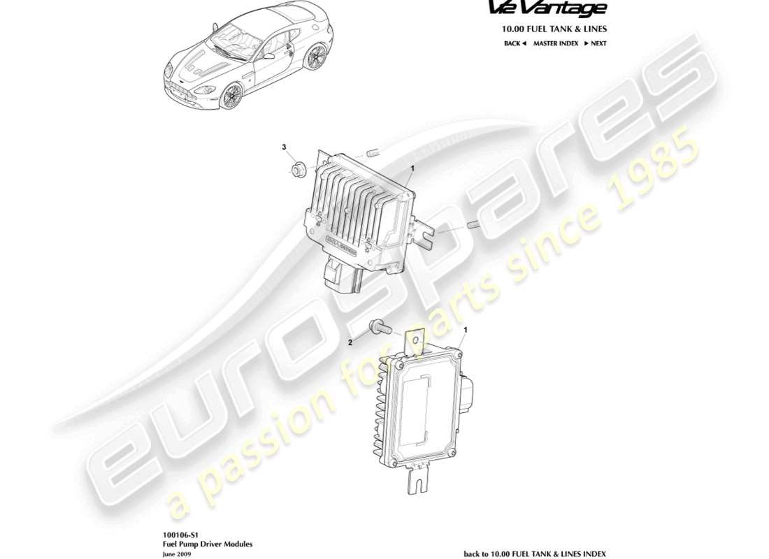 aston martin v12 vantage (2012) fuel pump modules part diagram