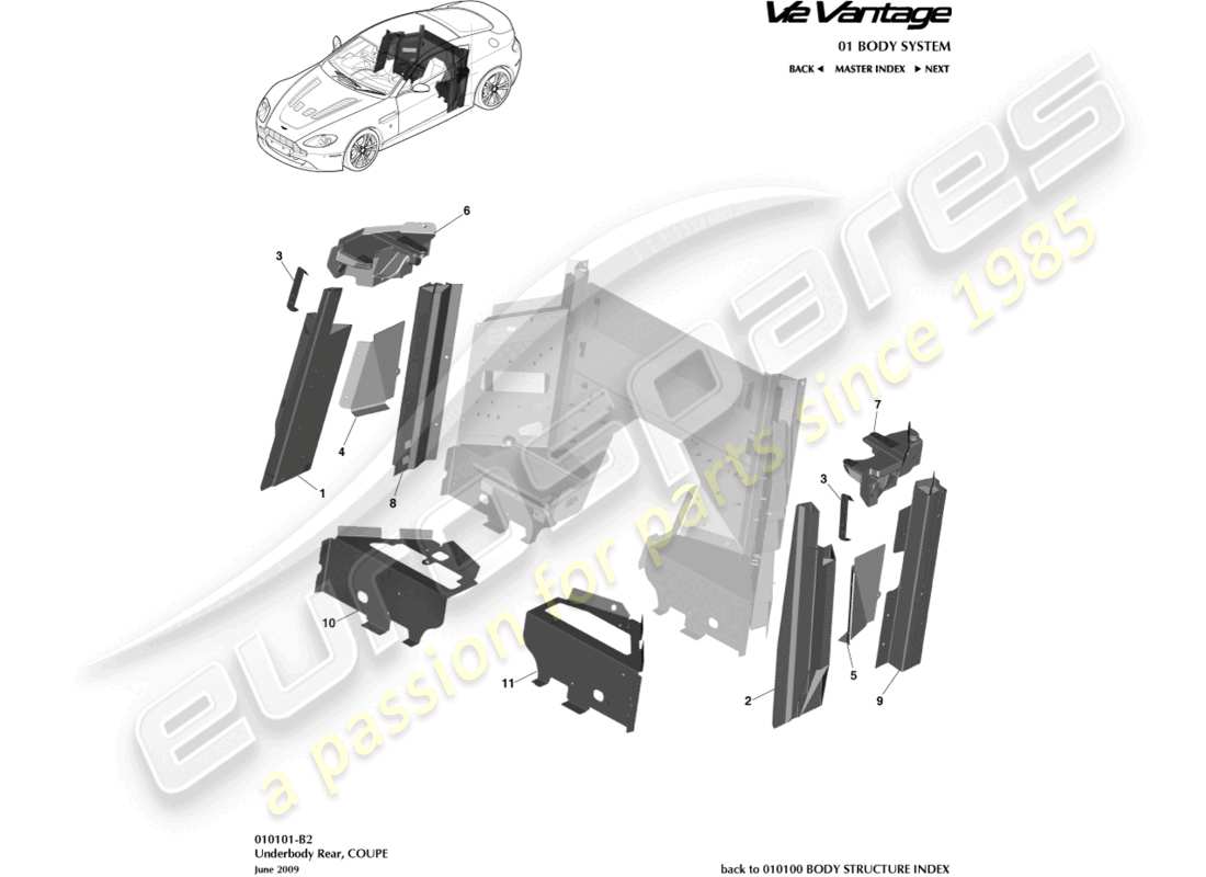 aston martin v12 vantage (2012) underbody rear, coupe part diagram