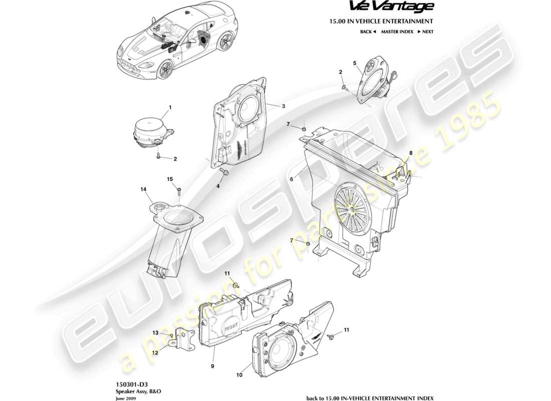 a part diagram from the aston martin v12 vantage (2012) parts catalogue