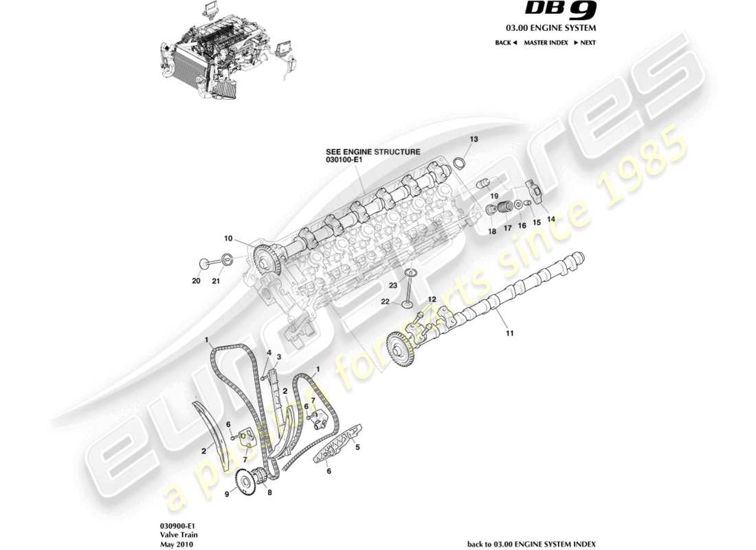 aston martin db9 (2012) valve train part diagram