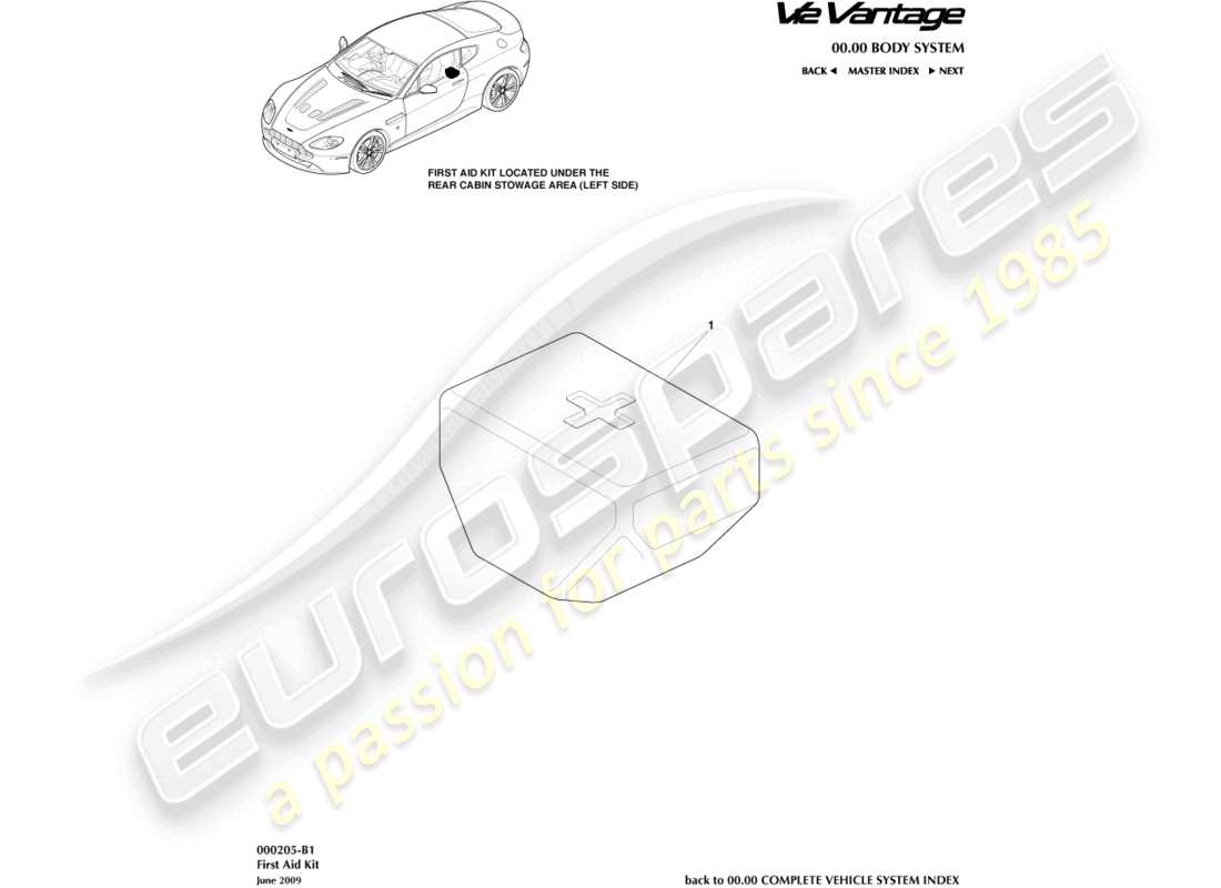 aston martin v12 vantage (2012) first aid kit part diagram