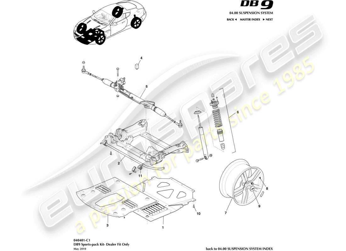 aston martin db9 (2012) sports pack kit, 2007 part diagram