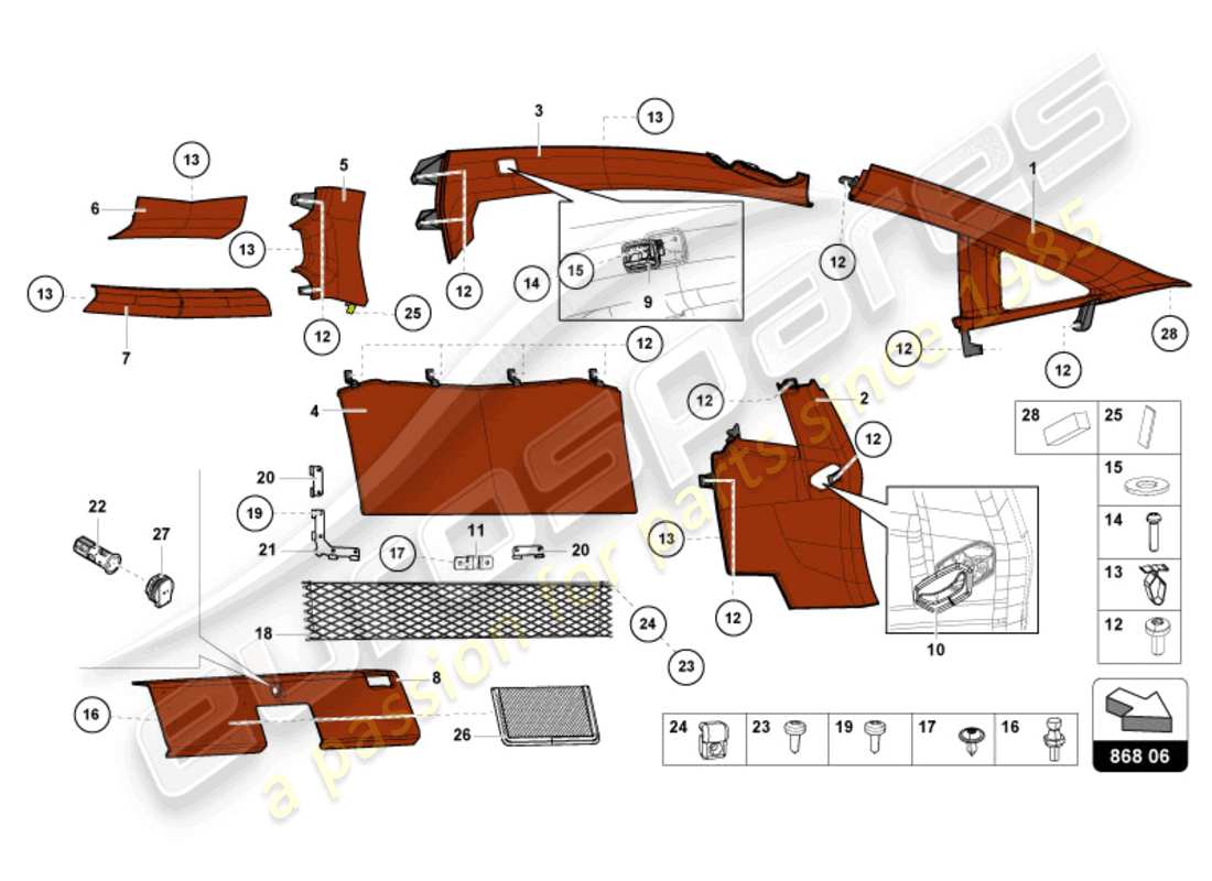 lamborghini ultimae (2022) interior decor part diagram