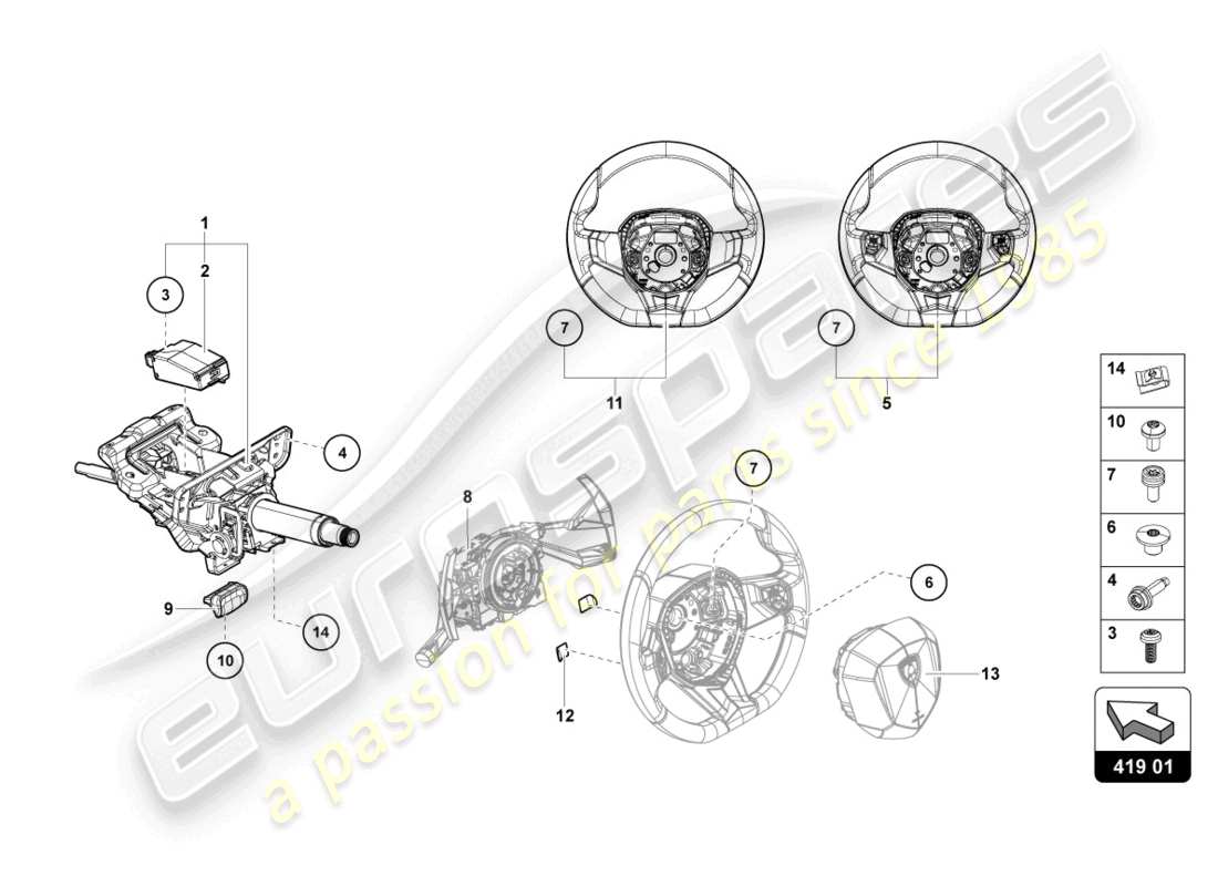 lamborghini countach lpi 800-4 (2022) steering system part diagram