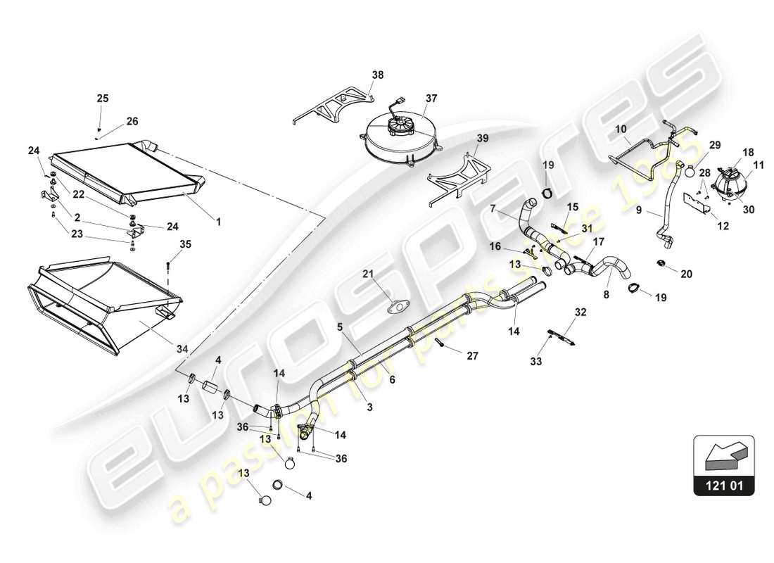 lamborghini gt3 (2017) water cooling part diagram