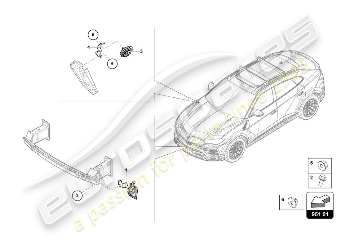 lamborghini urus (2019) signal horn part diagram