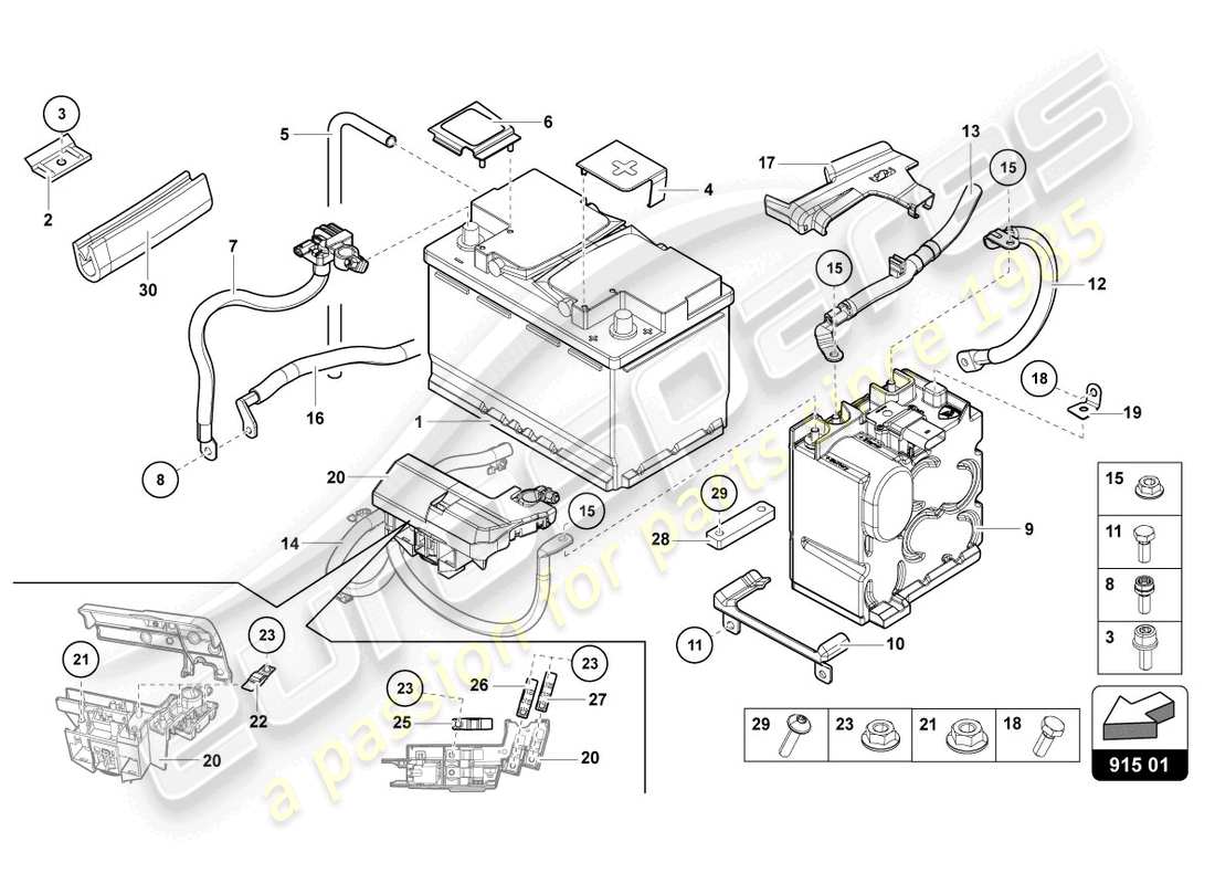 lamborghini countach lpi 800-4 (2022) battery part diagram