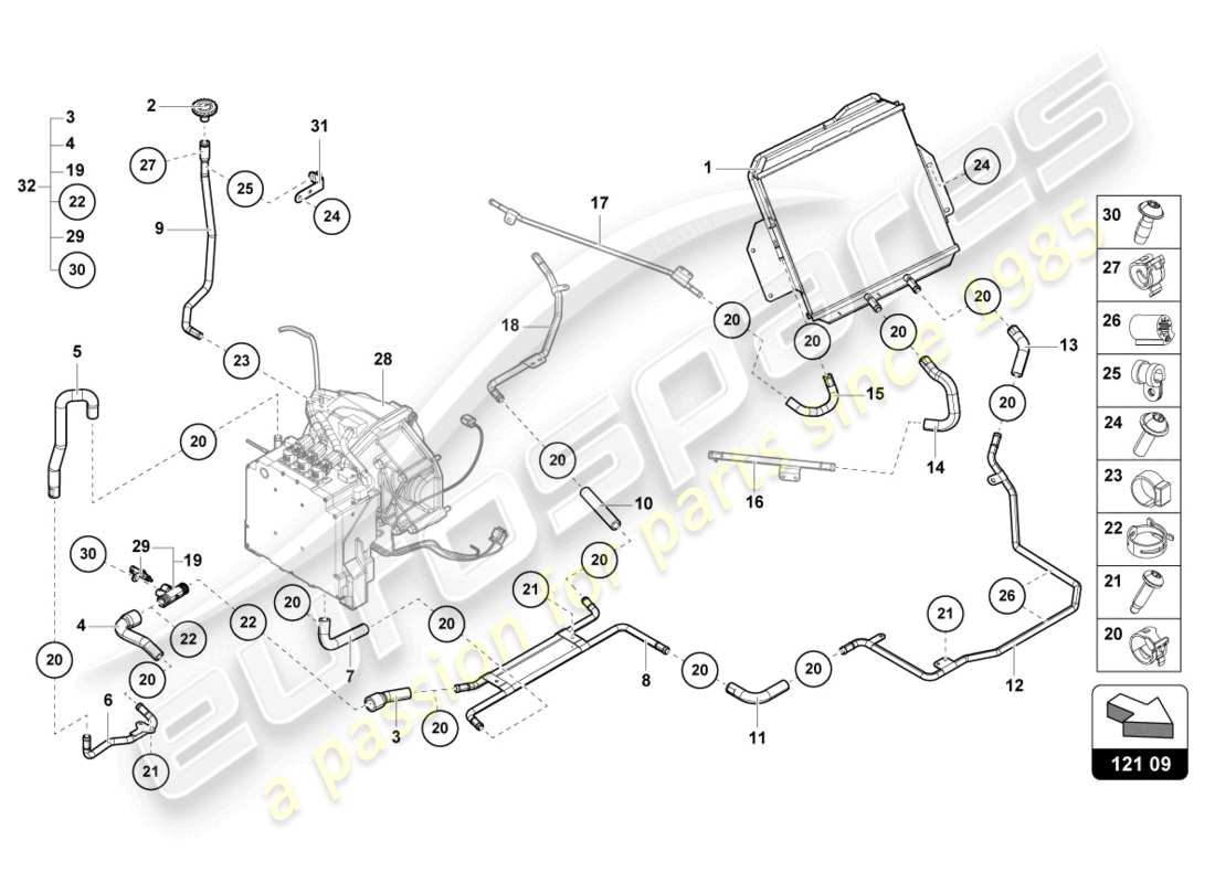 lamborghini countach lpi 800-4 (2022) cooling system part diagram