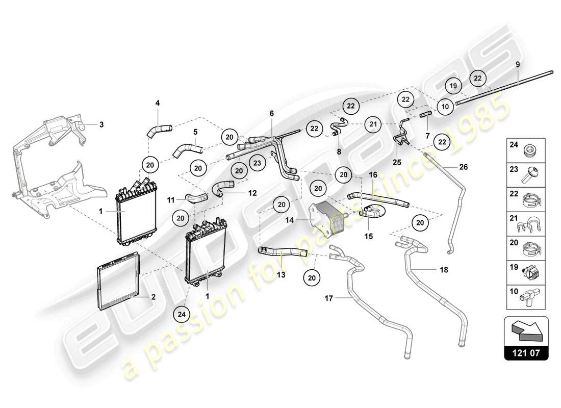 lamborghini countach lpi 800-4 (2022) additional cooler for coolant part diagram