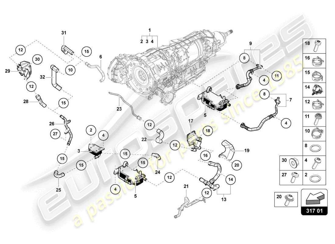 lamborghini urus (2019) cooling system for gear oil part diagram