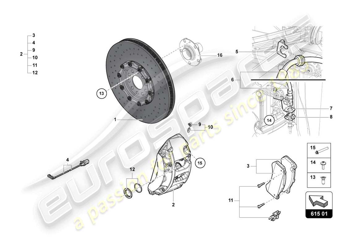 lamborghini ultimae roadster (2022) brake disc front part diagram