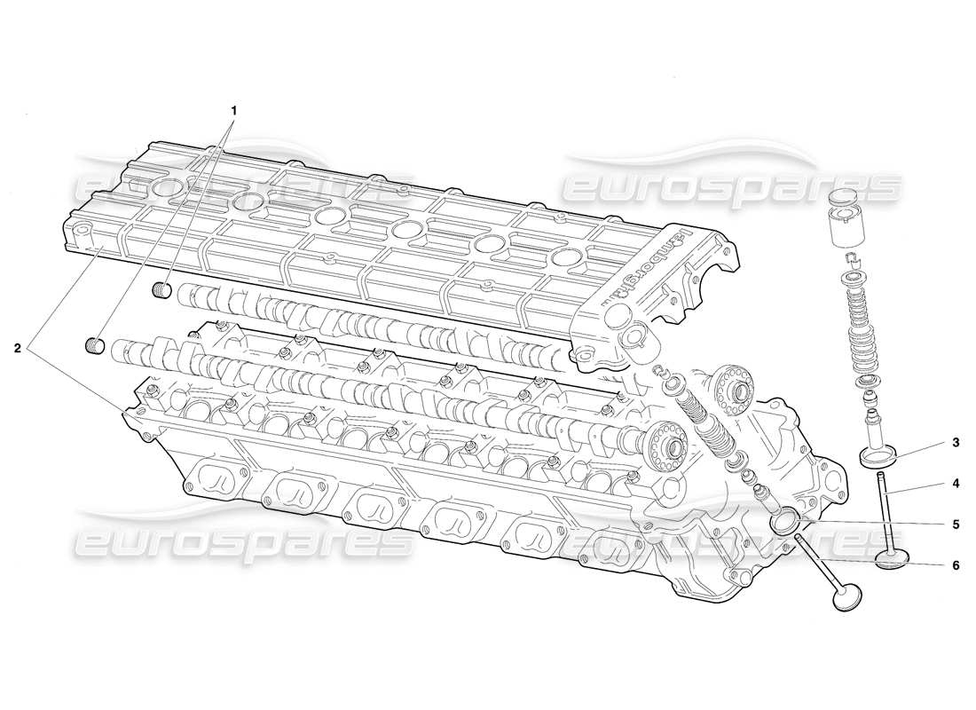 lamborghini diablo se30 (1995) right cylinder head (valid for usa - january 1995) part diagram