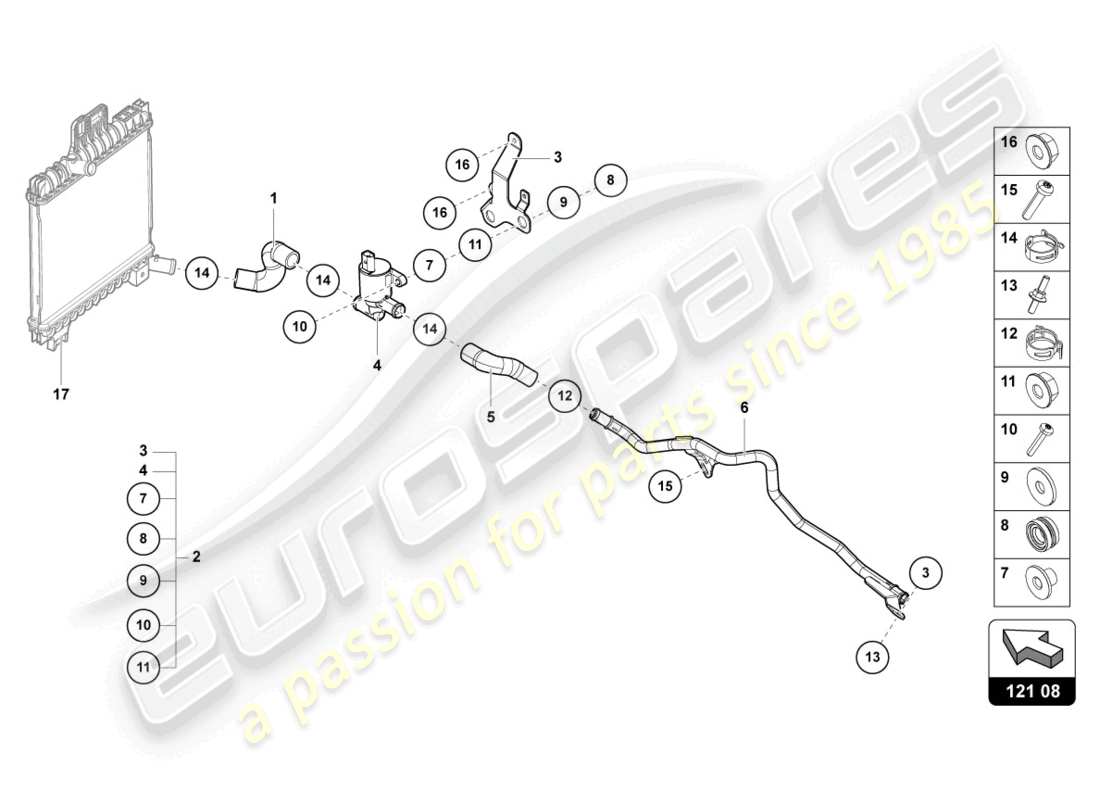 lamborghini urus (2019) coolant pipe part diagram