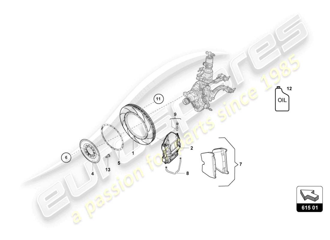 lamborghini super trofeo evo 2 (2022) front brakes discs part diagram