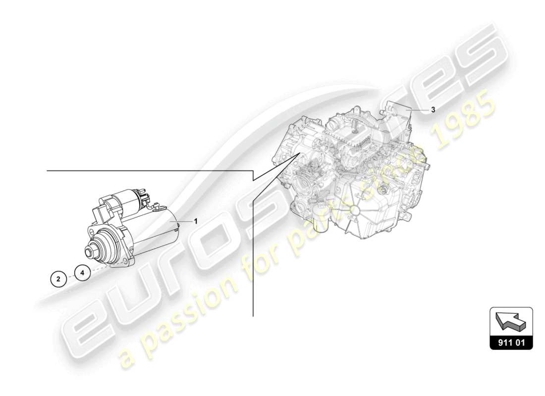 lamborghini super trofeo evo 2 (2022) starter part diagram