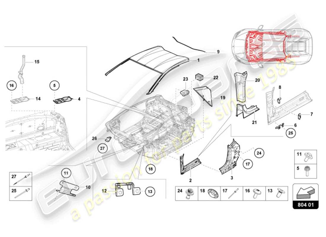 lamborghini tecnica (2024) roof part diagram