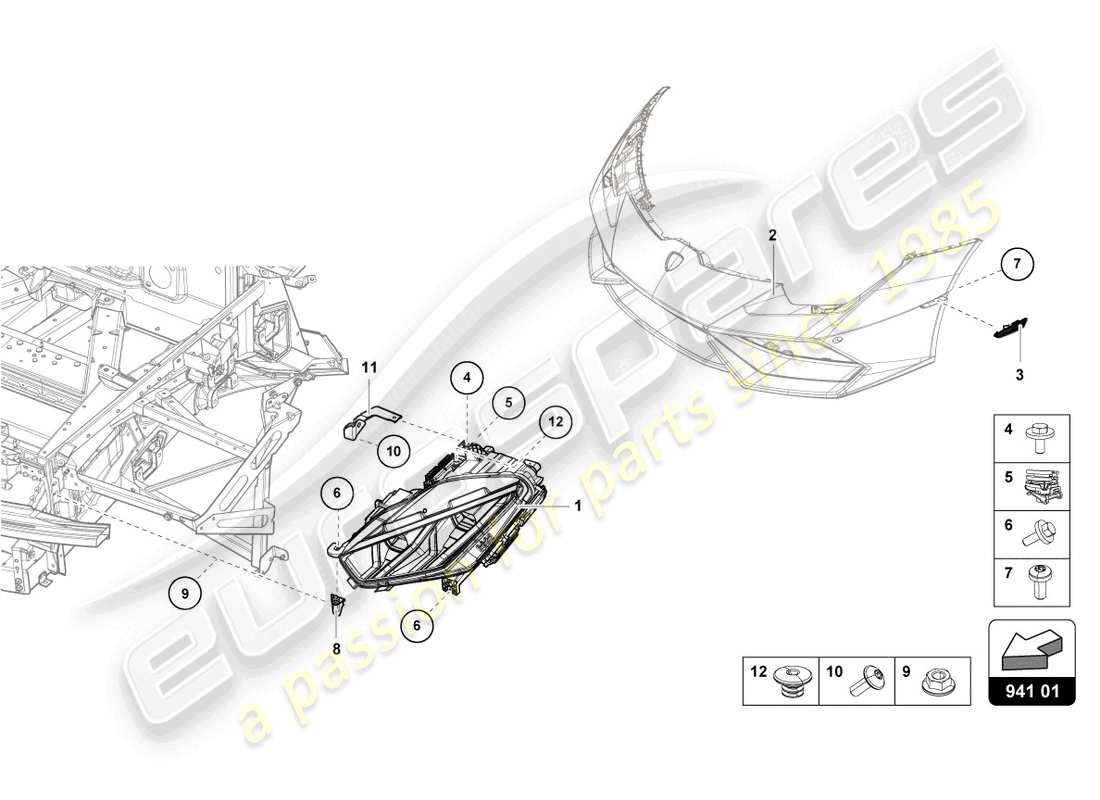 lamborghini tecnica (2024) led headlight front part diagram