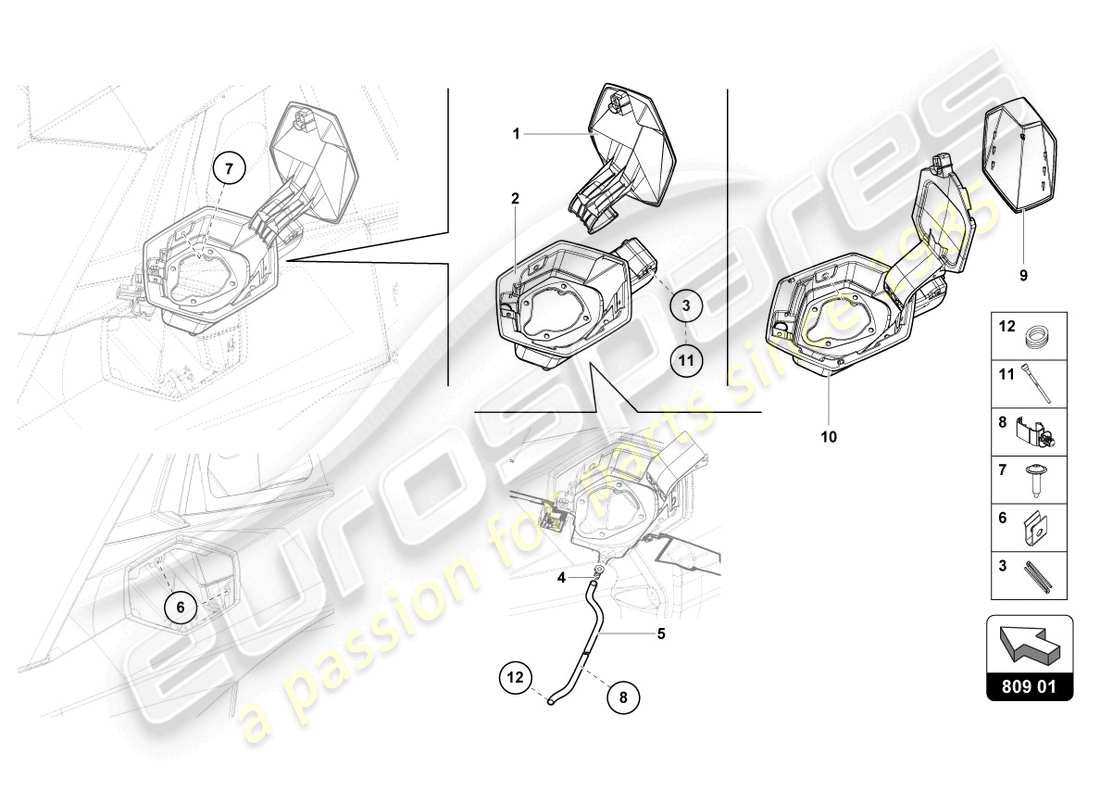 lamborghini ultimae (2022) fuel filler flap part diagram