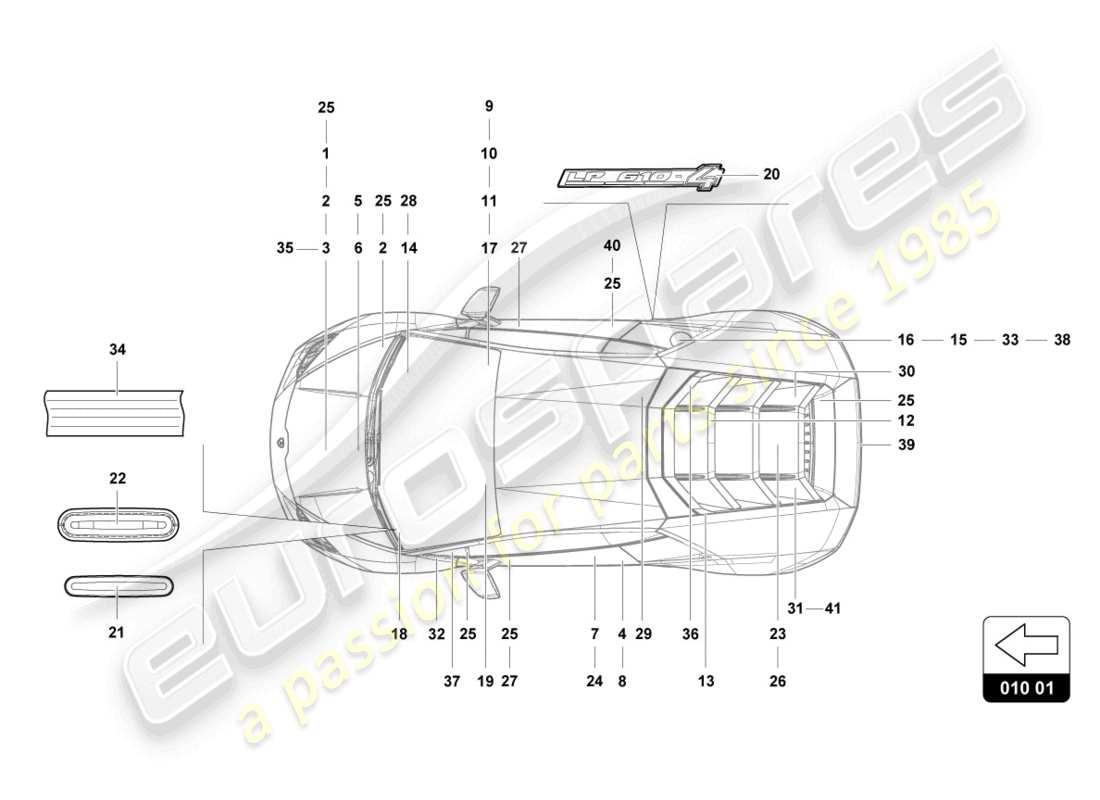 lamborghini evo spyder 2wd (2023) inscriptions/lettering part diagram