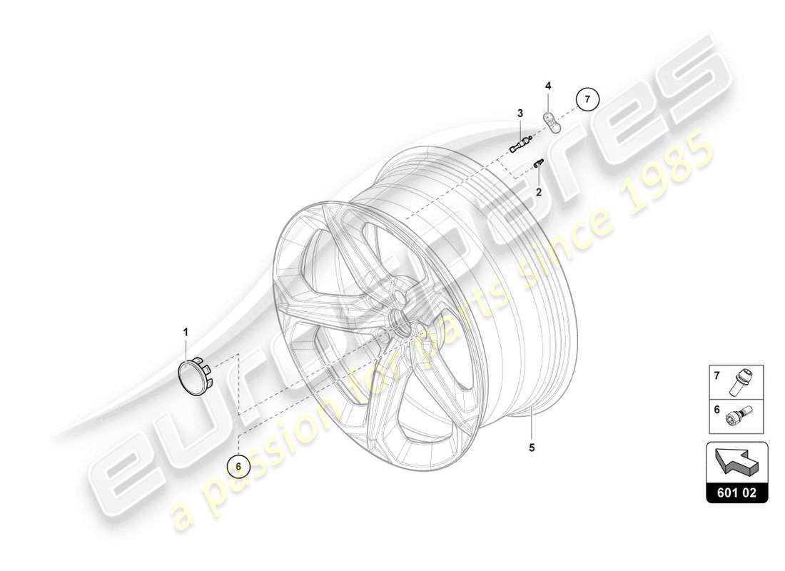 lamborghini urus (2022) tyre pressure sensor part diagram