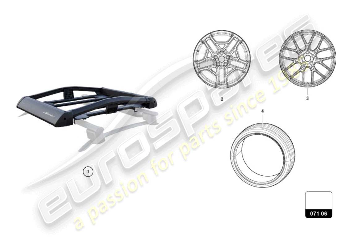 lamborghini huracan sterrato (accessories) roof rack system part diagram