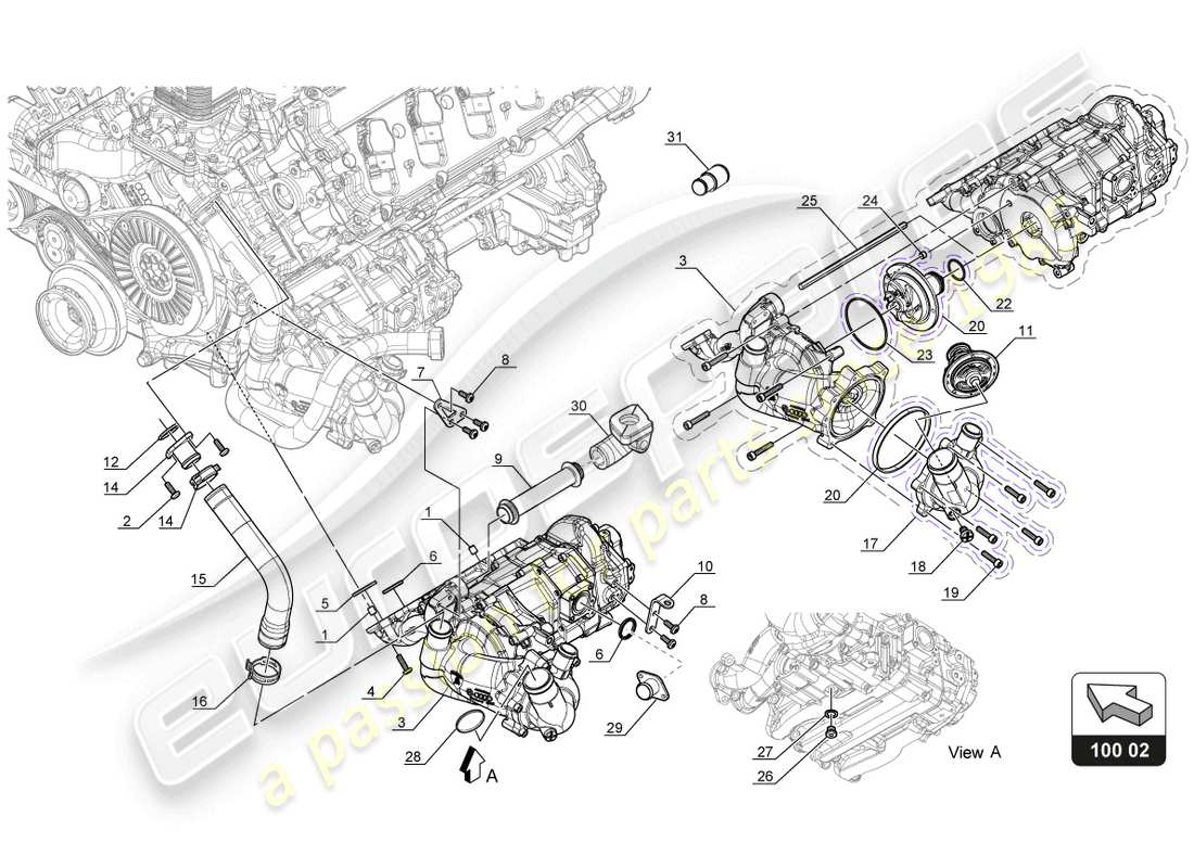 lamborghini gt3 (2017) water oil pump part diagram