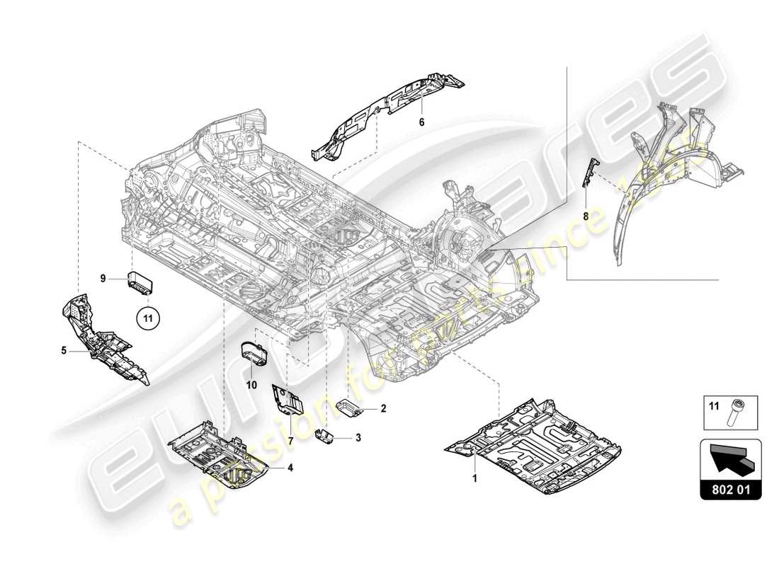 lamborghini urus (2022) bottom plate part diagram