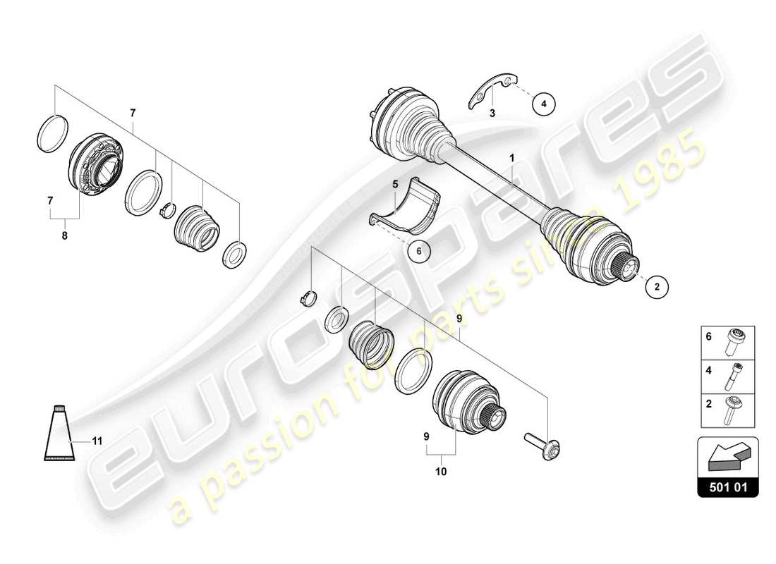 lamborghini urus (2020) axle shaft part diagram