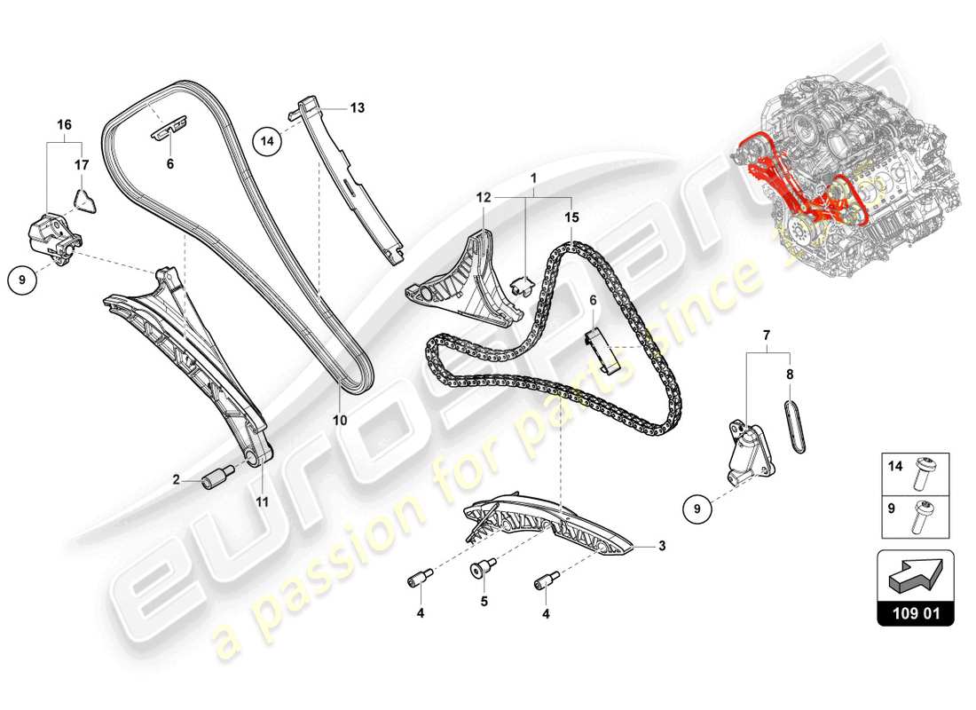 lamborghini urus (2020) timing chain part diagram