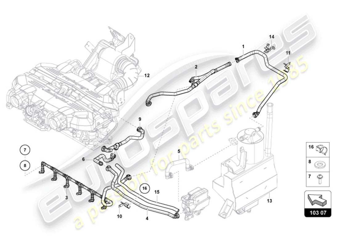 lamborghini ultimae (2022) ventilation for cylinder head cover from vin cla00325 part diagram