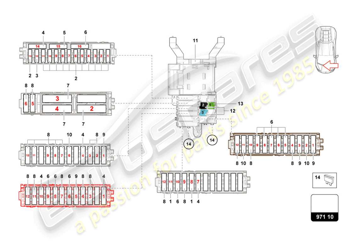 lamborghini tecnica (2024) fuses passenger side part diagram