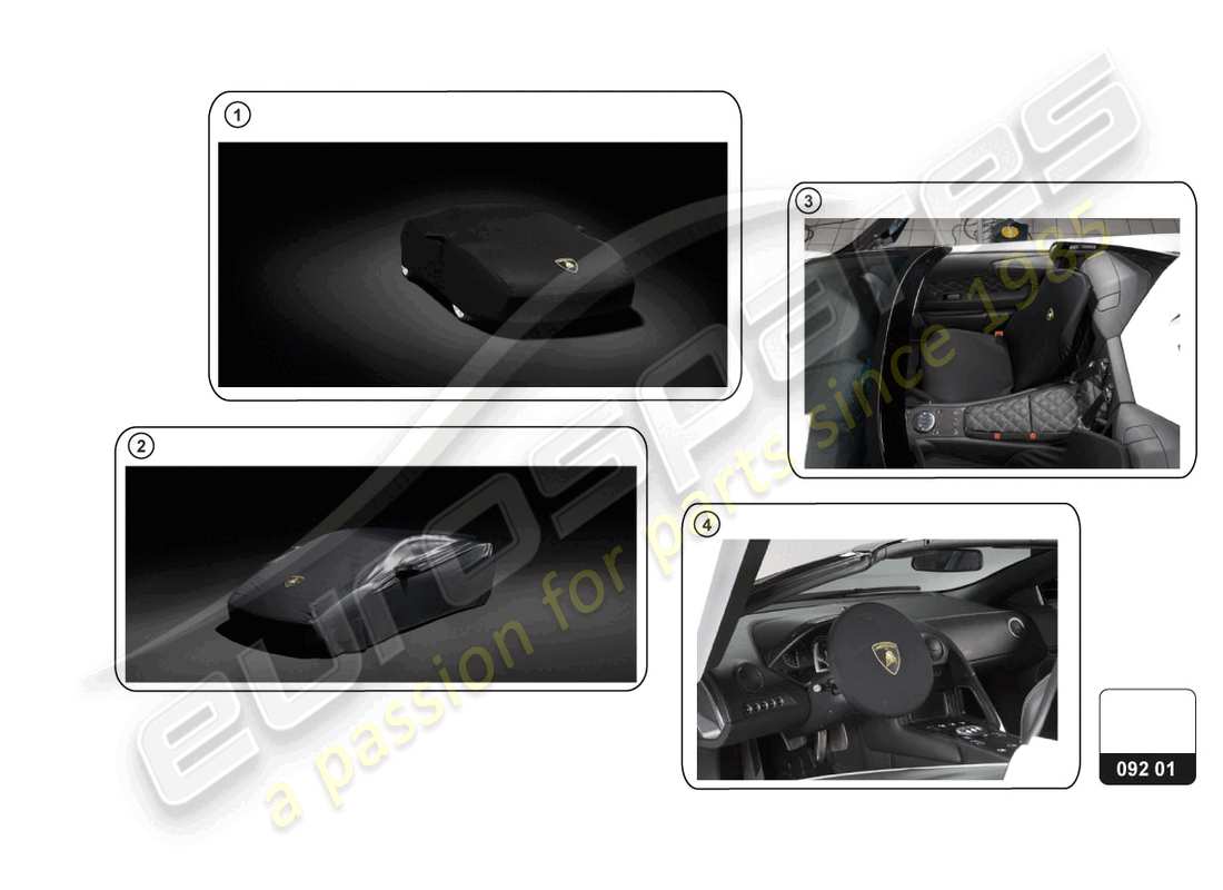 lamborghini huracan tecnica (accessories) protector set part diagram