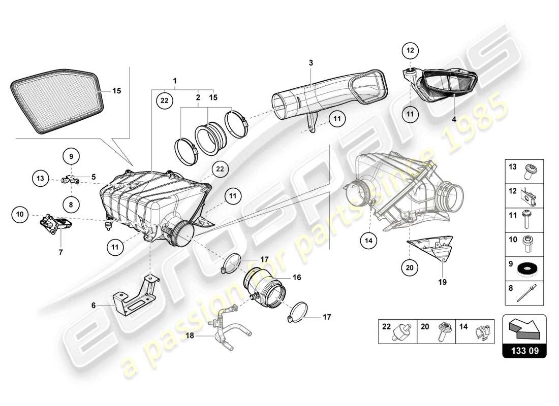 lamborghini tecnica (2024) air filter housing part diagram