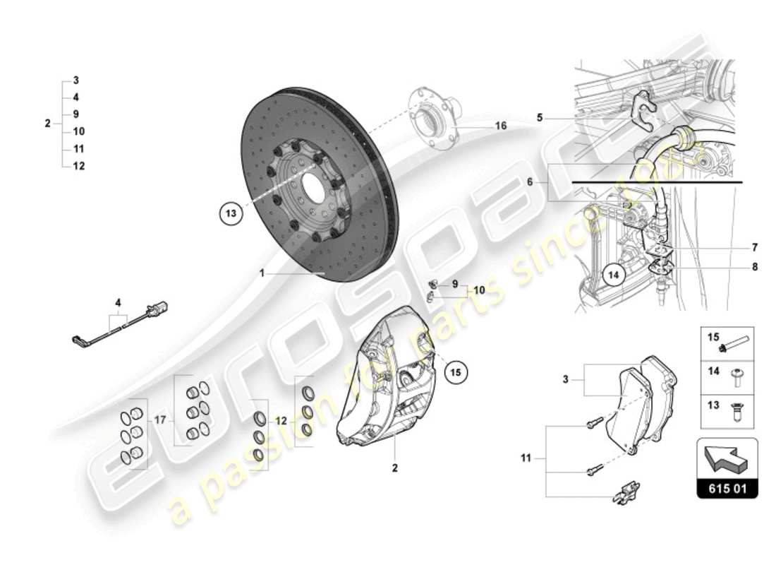 lamborghini ultimae (2022) brake disc front part diagram