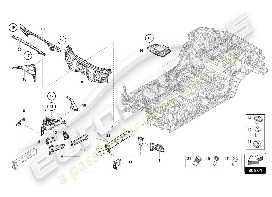 lamborghini urus (2022) underbody front part diagram