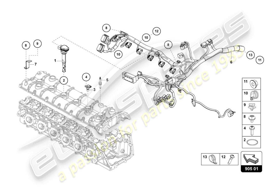 lamborghini ultimae (2022) ignition system part diagram