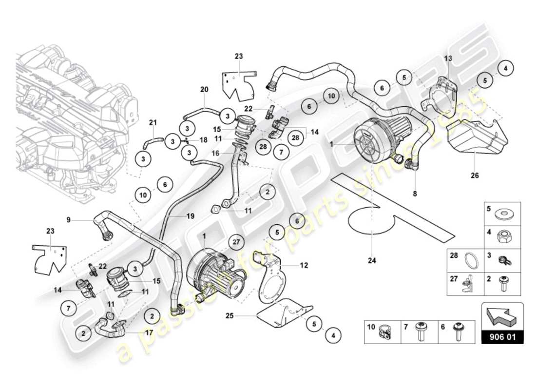 lamborghini ultimae (2022) secondary air pump part diagram