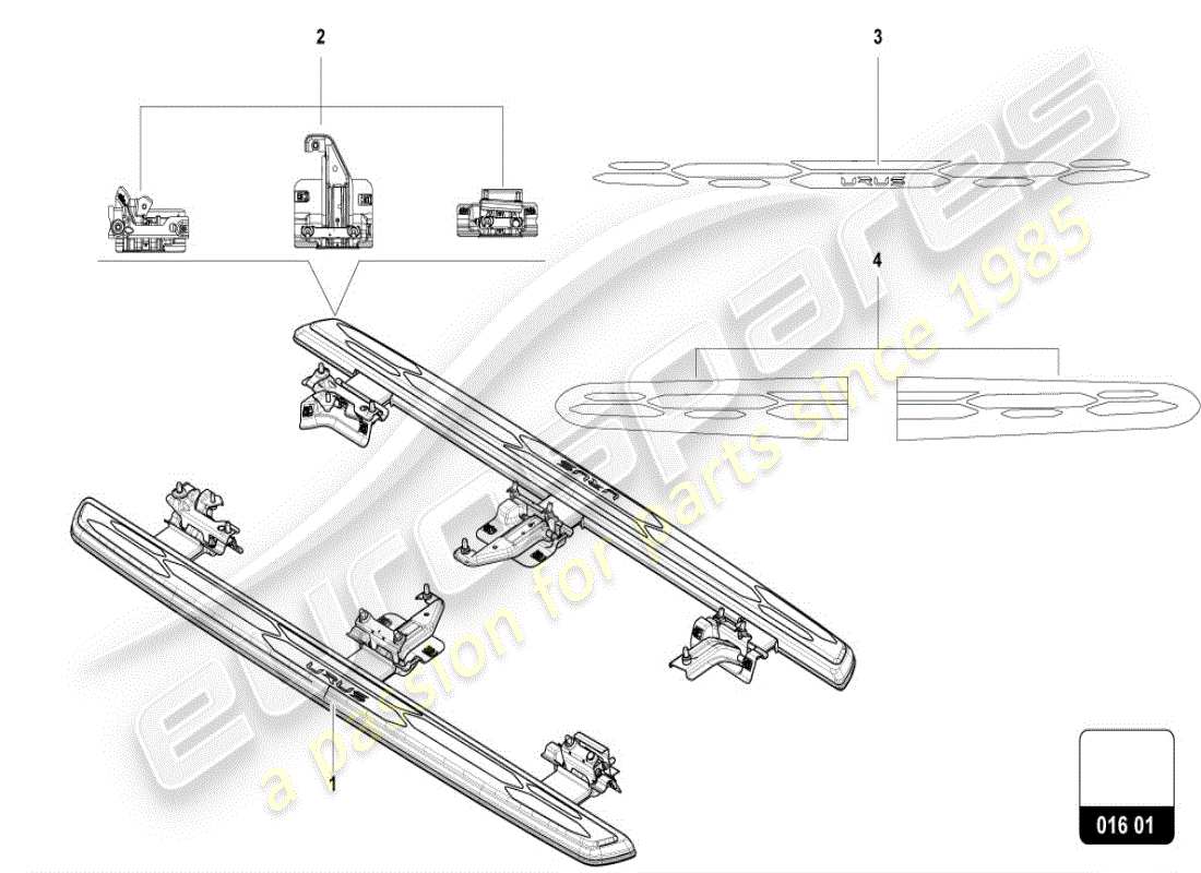 lamborghini urus s (accessories) spoiler part diagram