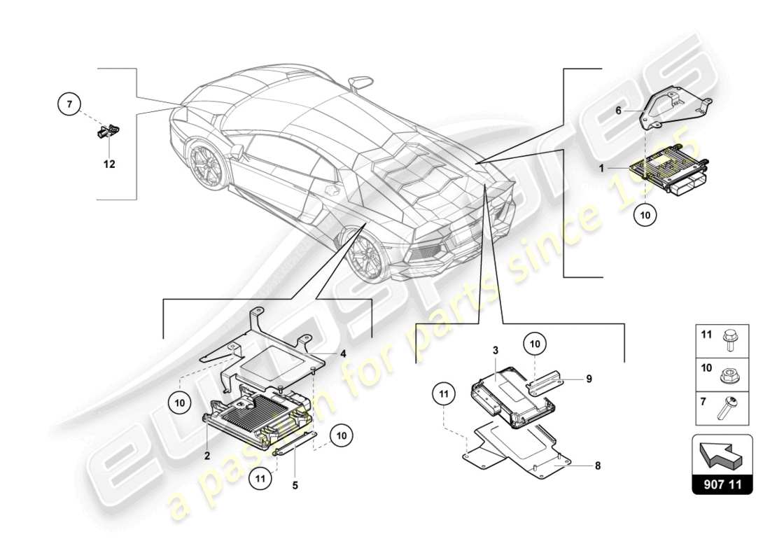 lamborghini ultimae (2022) engine control unit part diagram