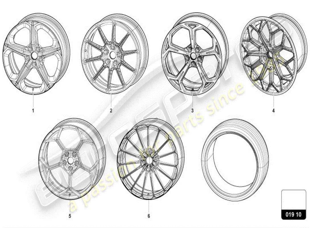 lamborghini urus s (accessories) complete wheel part diagram