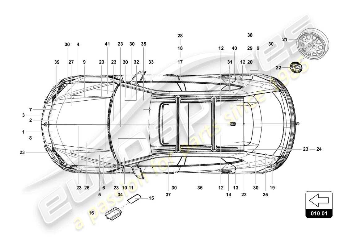 lamborghini urus (2019) signs/notices parts diagram