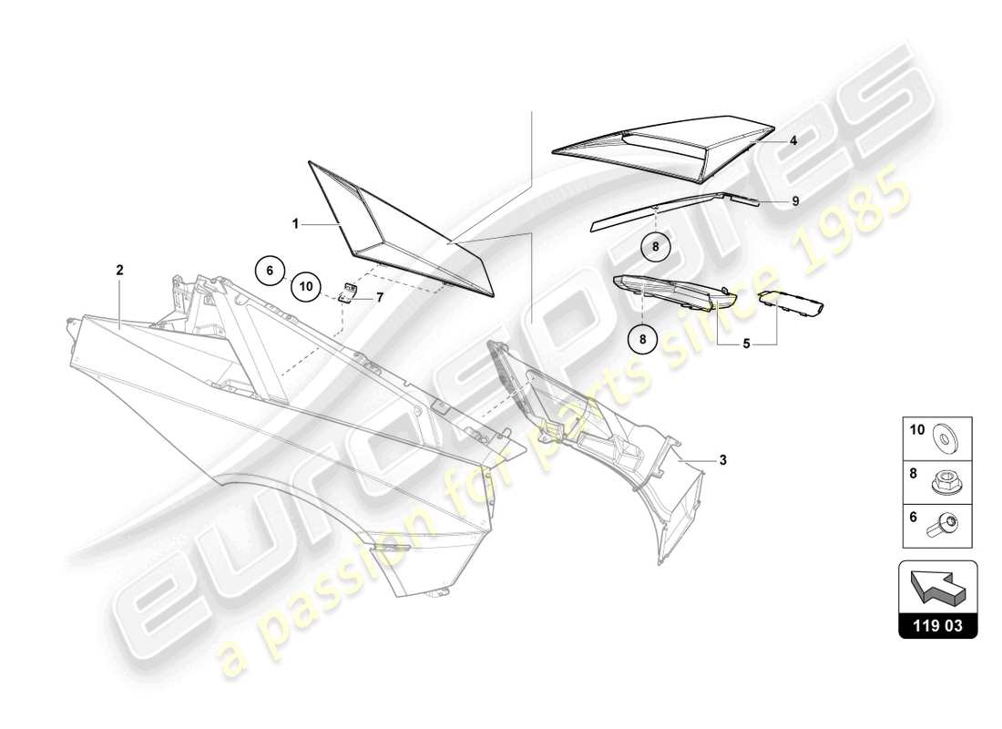 lamborghini ultimae (2022) air intake trim plate part diagram