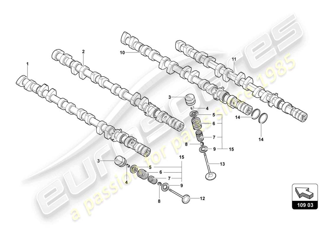 lamborghini ultimae (2022) camshaft, valves part diagram