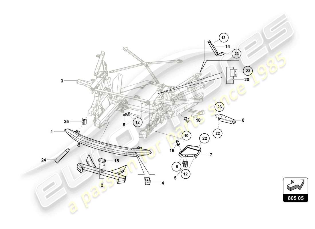 lamborghini super trofeo evo (2018) rear frame outer elements part diagram