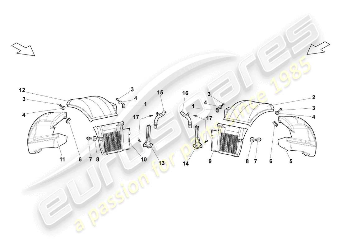 lamborghini lp640 roadster (2007) wheel housing liner rear part diagram