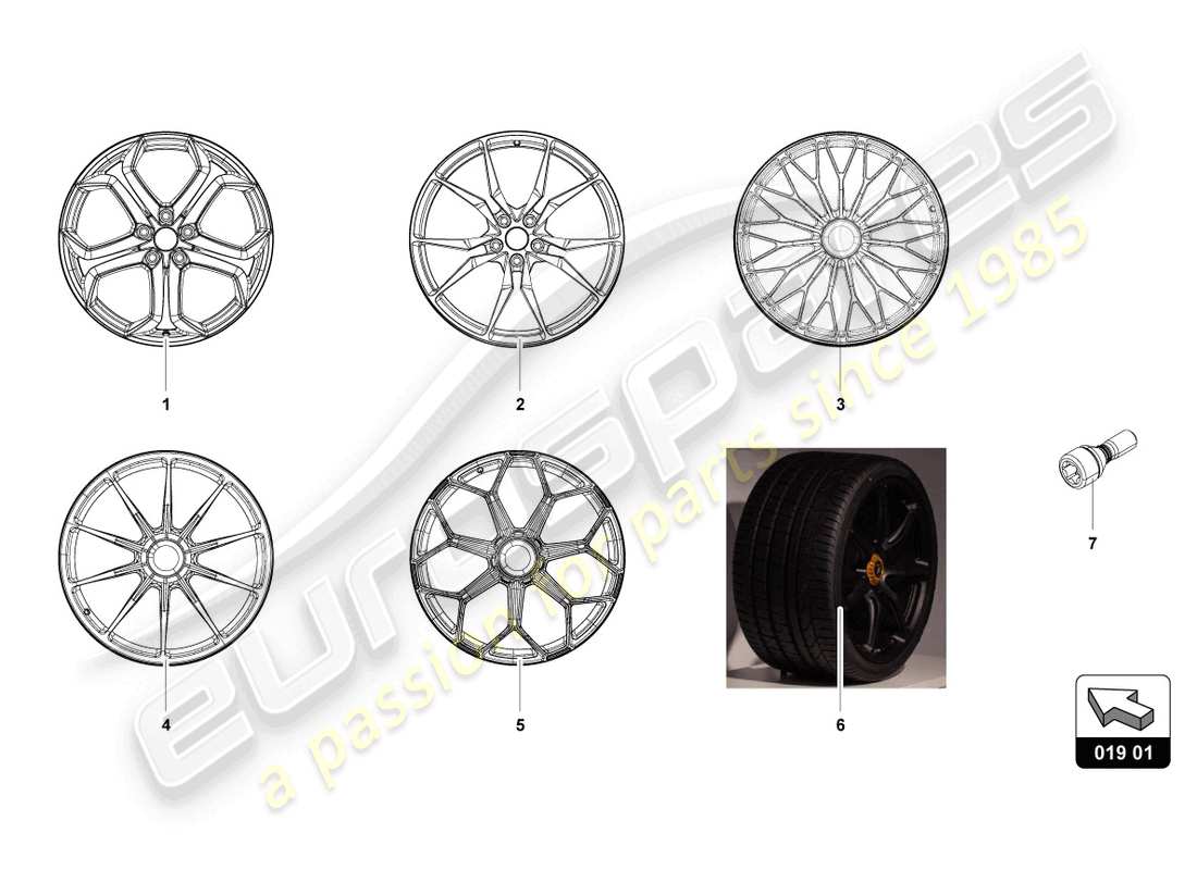 lamborghini aventador ultimae roadster (accessories) rim part diagram